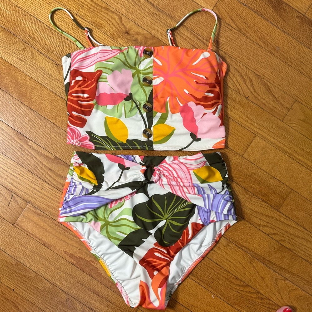 Sanctuary Floral Button Front Mio Swimsuit Size Medium
